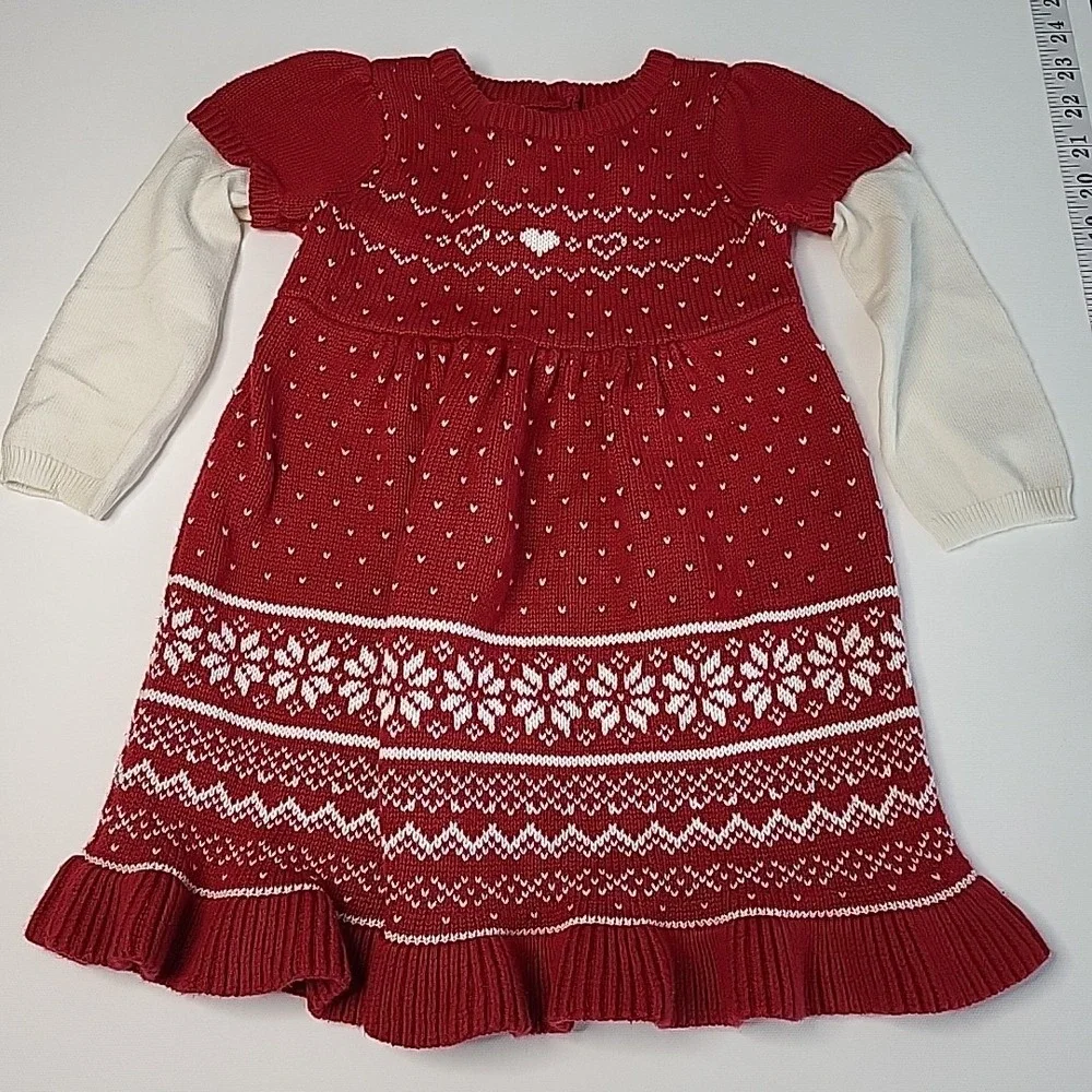GYMBOREE Y2K 2011 Holiday Red Heart Sweater‎ Dress Girls Toddler 18-24 Months